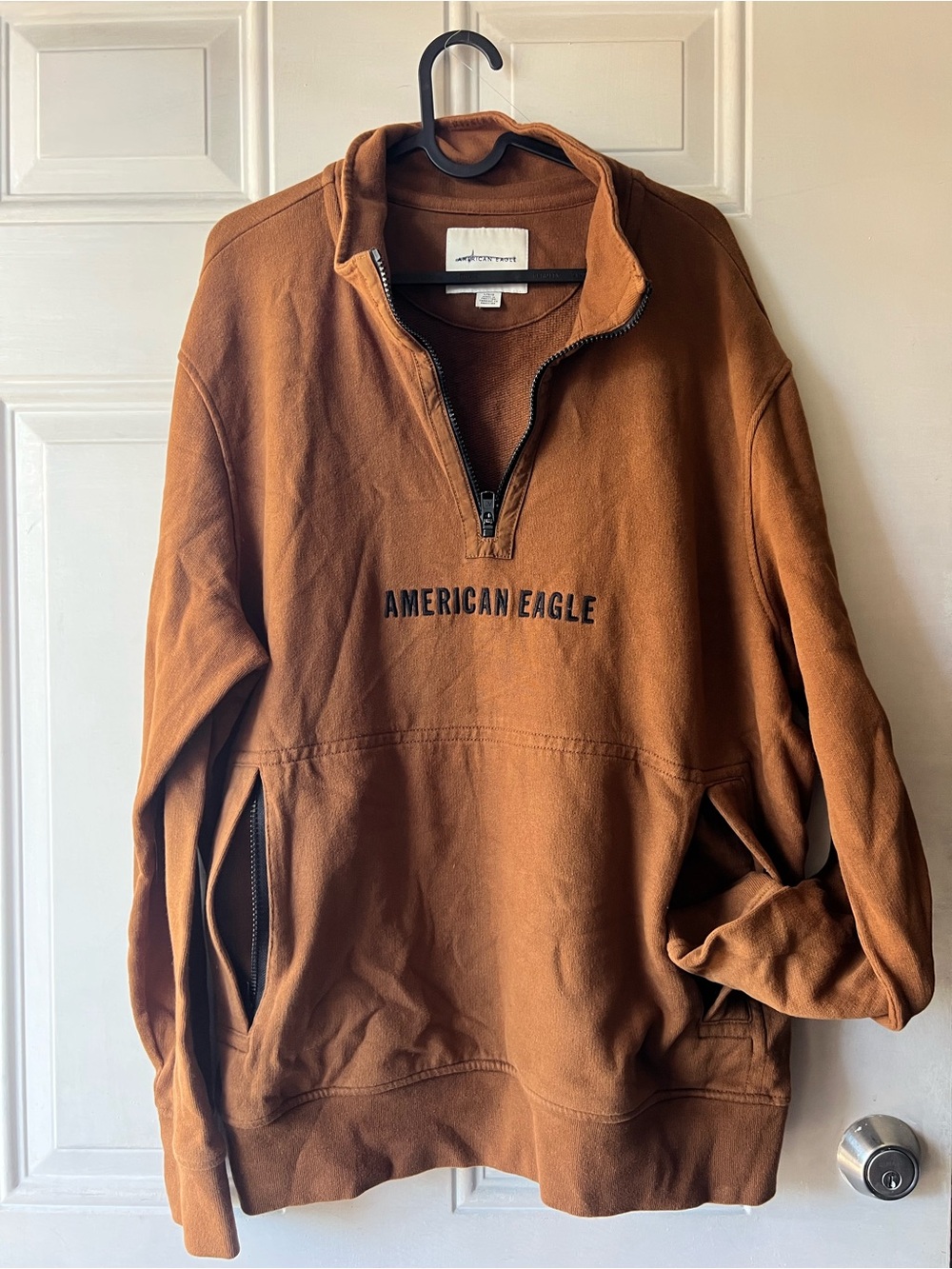 American Eagle Outfitters Men’s Copper Brown Quarter-Zip Pullover